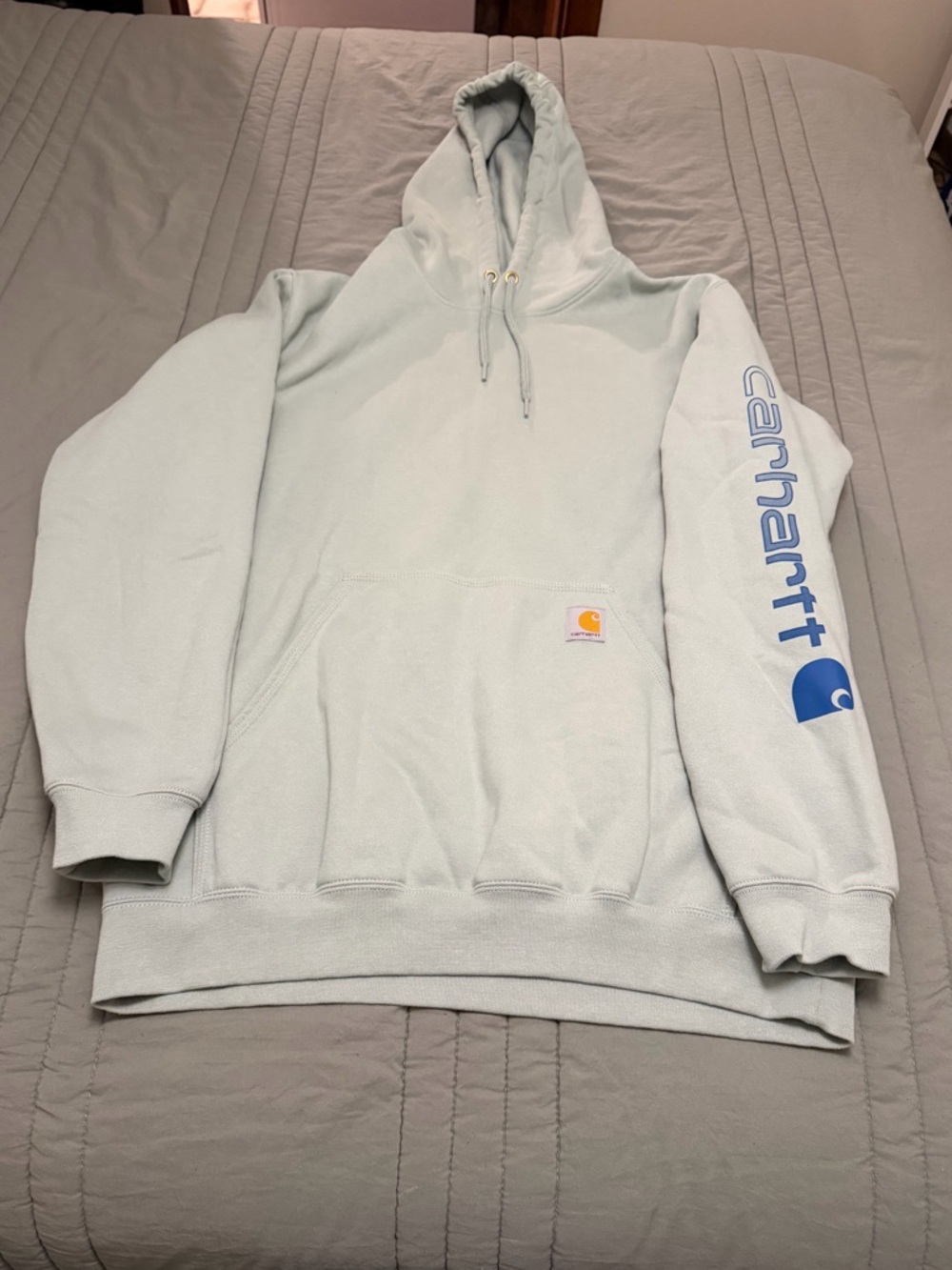 Carhartt Light Mint Pullover Hoodie w/ Blue Sleeve Logo (NEVER WORN, Size Large)